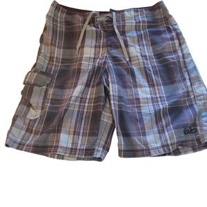 Nike 6.0 Men's Plaid Cargo Pockets Board Shorts Swim Trunks Size 33 Surf Beach